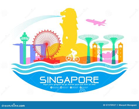 Singapore Travel Landmarks Cartoon Vector | CartoonDealer.com #57370937