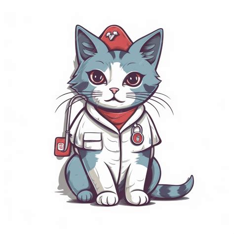 Premium AI Image | nurse cat flat illustration drawn in adobe illustrator