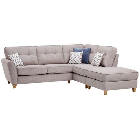 Memphis Left Hand Corner Sofa | Silver Fabric Upholstery