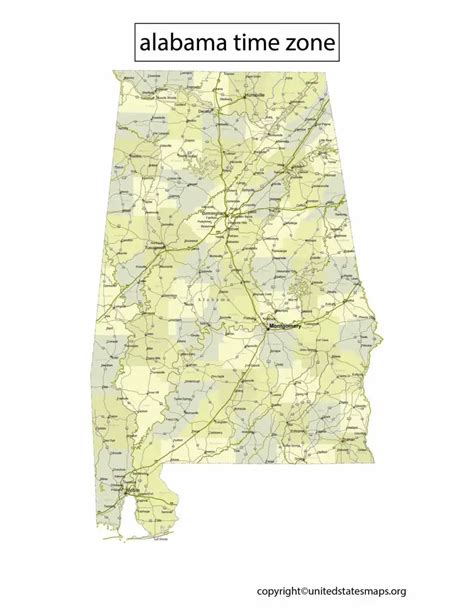 Alabama Time Zone Map | Time Zone Map of Alabama