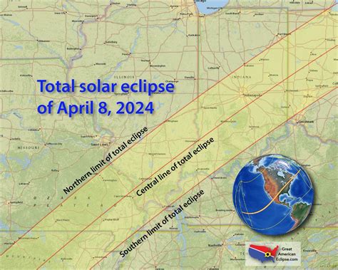 Total Eclipse 2024 Map Of Totality Illinois - Glenn Kalinda