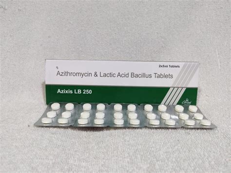 Azithromycin 250 mg, Lactic Acid Bacillus Tablets at Rs 80.75/strip of 3 tablets in Kalol