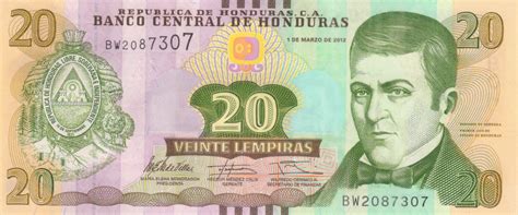 Honduras - 20 lempira 2012 Unc currency note - KB Coins & Currencies