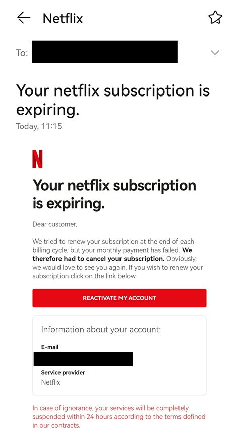 Netflix Expiry Email Scam