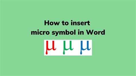 How to insert micro symbol in Word - YouTube