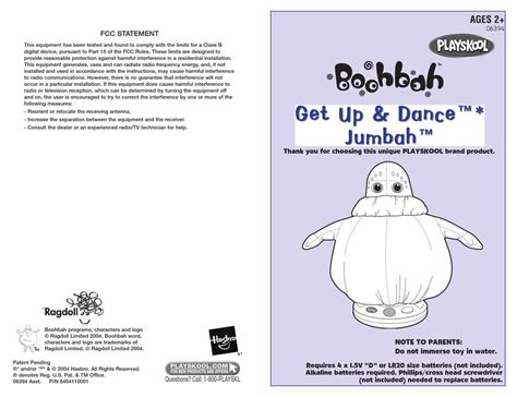 HASBRO PLAYSKOOL BOOHBAH GET UP & DANCE JUMBAH INSTRUCTIONS Pdf Download | ManualsLib