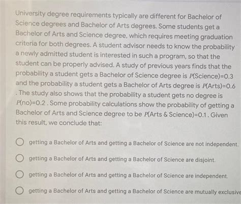 Solved University degree requirements typically are | Chegg.com