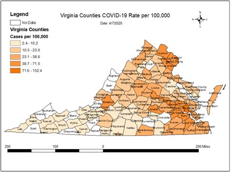 Virginia Counties COVID-19 Rate per 100,000 (Data Source: GitHub) : r/novacovid