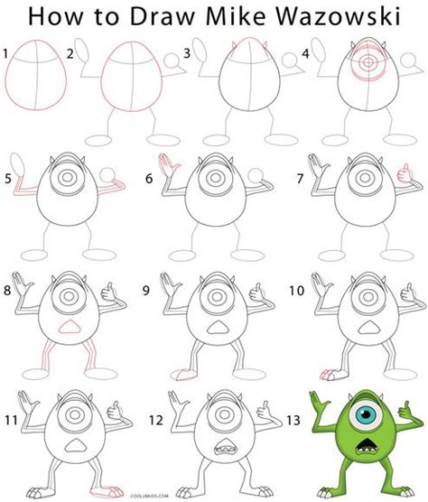 How to Draw Mike Wazowski Step by Step Drawing Tutorial with Pictures | Cool2bKids | journal ...