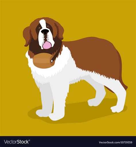 Rescue dog with a keg on his neck cartoon Vector Image