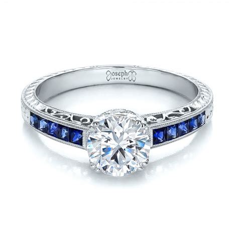 Diamond and Blue Sapphire Engagement Ring #100389 - Seattle Bellevue ...