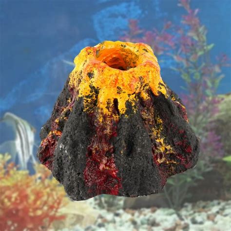 Simulation Of Resin Crafts Aquarium Ornament Volcano Shape Ornament Airbell Stone Aquarium ...