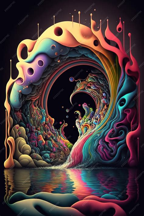 Premium AI Image | Painting of colorful wave in dark room generative ai