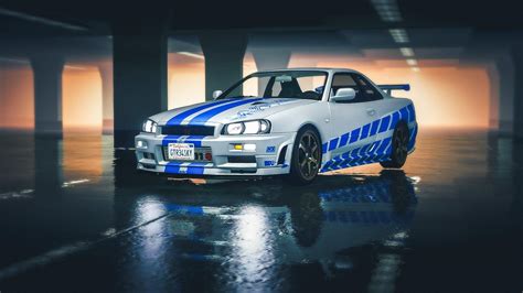 Nissan Skyline Gtr R34 Paul Walker Wallpaper With Car - Draw-egg