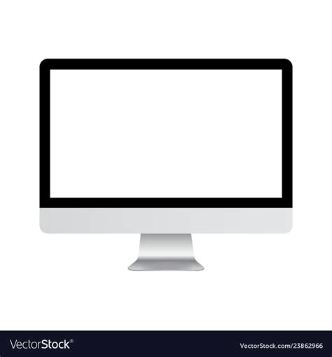 Computer monitor with white screen mock up Vector Image