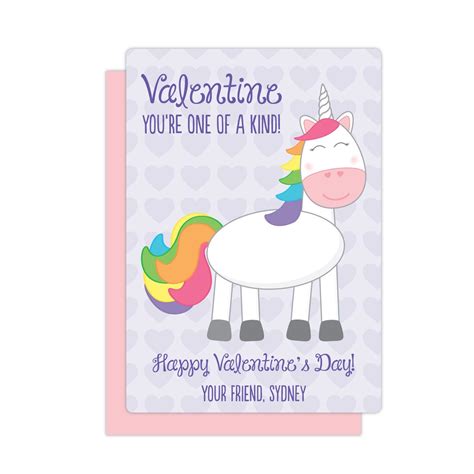 a valentine card with a unicorn on it