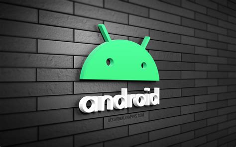 Download wallpapers Android new logo, 4K, gray brickwall, 3D art, creative, OS, Android logo ...