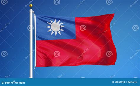 Republic of China Flag in Slow Motion Seamlessly Looped with Alpha Stock Video - Video of close ...