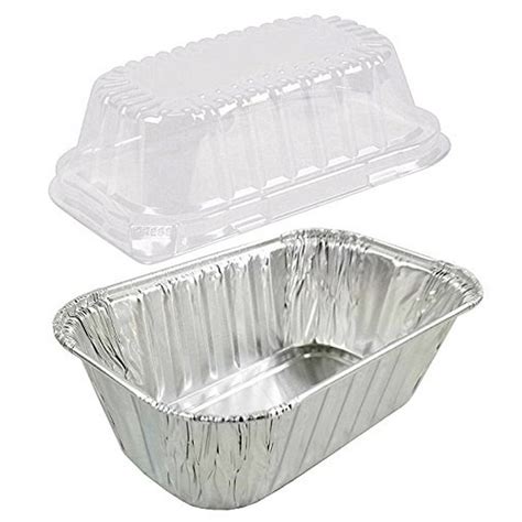 1 lb. Aluminum Foil Mini-Loaf Pan w/Clear Dome Lid - Disposable Containers (Pack of 25 Sets ...