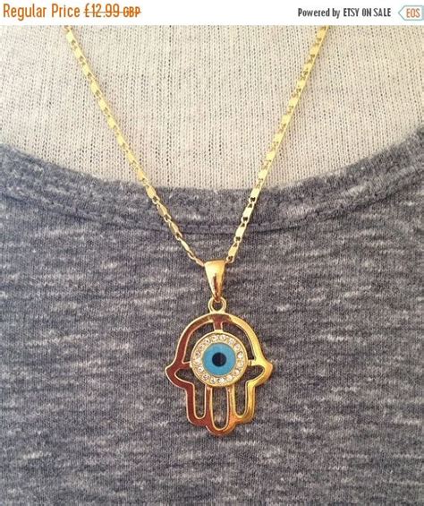 10% OFF SALE Gold Hamsa Necklace Evil Eye Boho Yoga Jewelry UK | Hamsa necklace gold, Gold hamsa ...