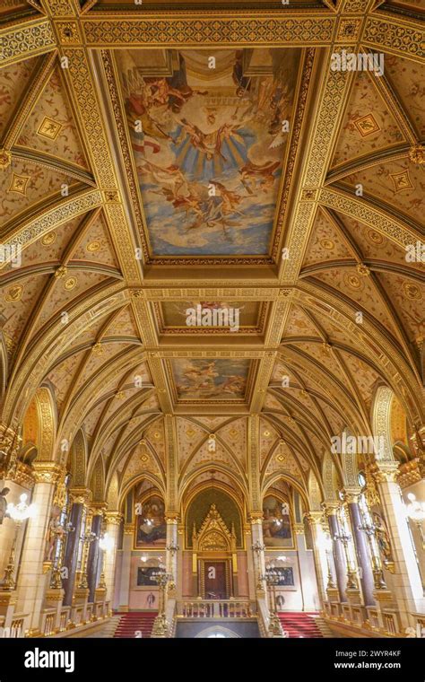 Hungary, Budapest, Interior of the House of Magnates of the Hungarian ...