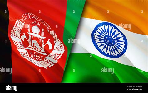 Afghanistan and India flags. 3D Waving flag design. India Afghanistan ...