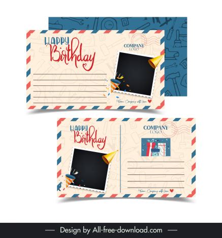 Postcard birthday template flat classical design vectors stock in format for free download 4.34MB