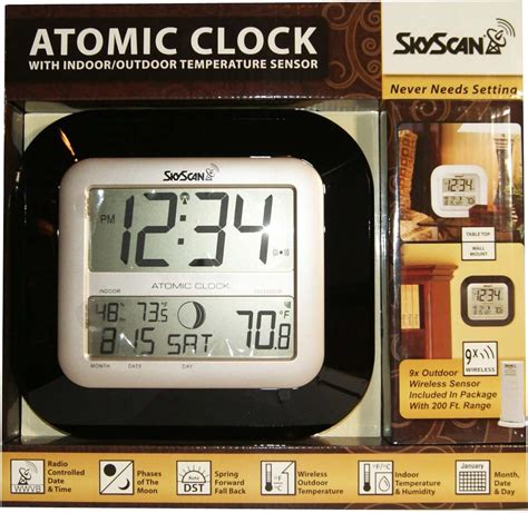 SkyScan Atomic Clock with Outdoor Temperature/Phases of the Moon ...