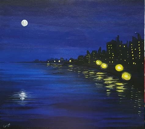 Buy night scape Handmade Painting by Gargi Sen. Code:ART_4018_25121 - Paintings for Sale online ...