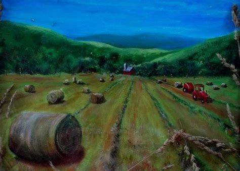 Hay Harvest Painting by Joan Mace - Pixels