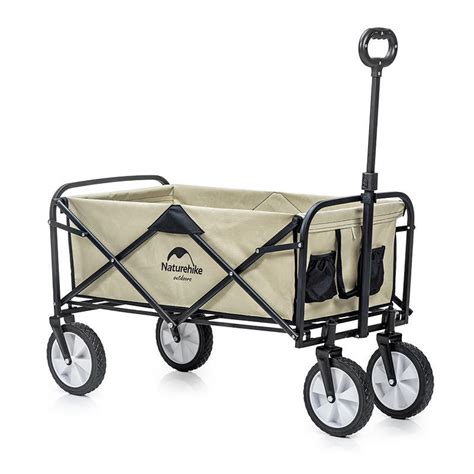 naturehike portable folding luggage trolley cart adjustable pull rod shopping push cart max load ...