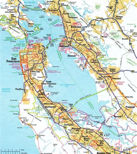 Bay area freeway map - Map of bay area freeway (California - USA)