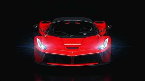 ferrari, sportscar, car, headlights, glow, 4k HD Wallpaper