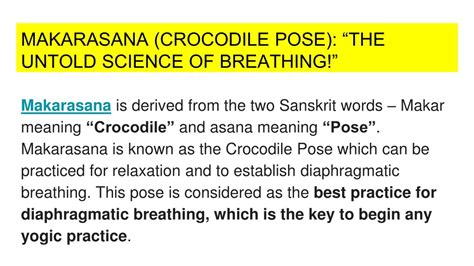 PPT - MAKARASANA (CROCODILE POSE): “THE UNTOLD SCIENCE OF BREATHING ...