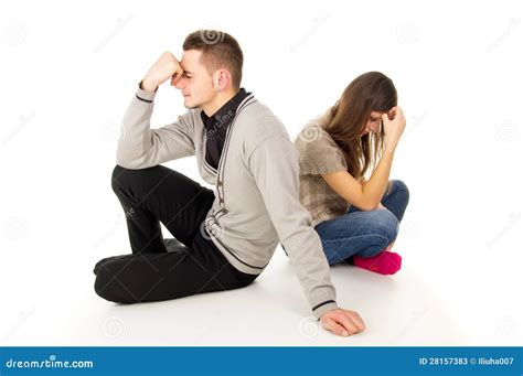 Boy And Girl Sit Sad Stock Photos - Image: 28157383