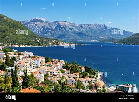 View of the Boka Kotorska Bay of Herceg Novi, Montenegro Stock Photo ...