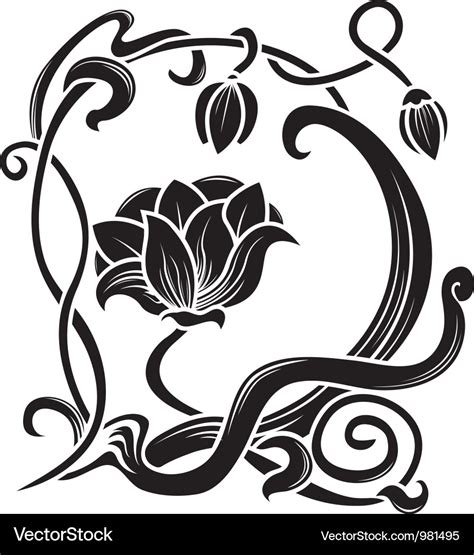 Flower stencil decorative element in art nouveau Vector Image