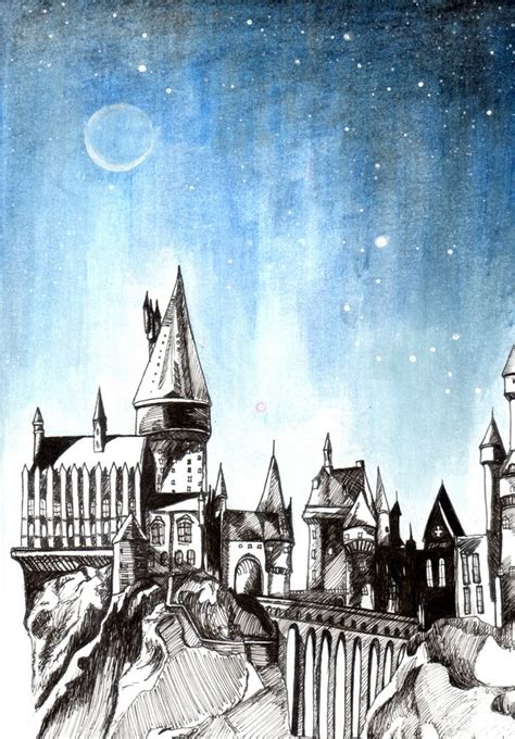 Hogwarts Castle Drawing Color : Hogwarts Castle Watercolor Harry Potter Fan Art All Process And ...