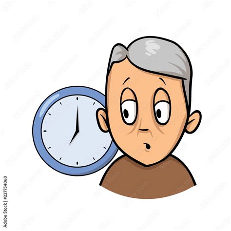 Old man being confused and forgetful about time. Cartoon design icon ...