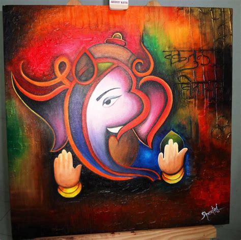 Modern Art ganesha Acrylic on Canvas http://www.facebook.com/SheetalPaintings Ganpati Drawing ...