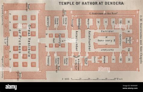 TEMPLE OF HATHOR AT DENDERA ground plan. Egypt. BAEDEKER 1914 old antique map Stock Photo - Alamy