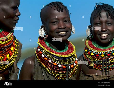 Turkana tribe women smiling, Rift Valley Province, Turkana lake, Kenya ...