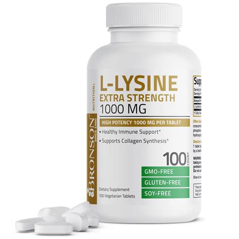 Bronson L-Lysine Extra Strength 1000 MG per Tablet High Potency, Immune ...