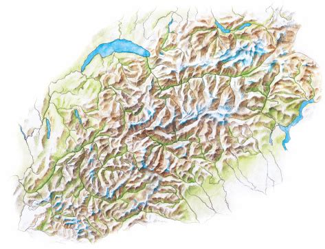 Topographical Map Of The Alps Hand Painted Stock Illustration ...