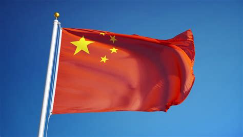 Chinese Red Flag Flutters In Wind & Blue Sky. Gh2_04288 Stock Footage ...