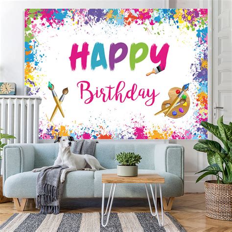 White Graffiti Wall Happy Birthday Backdrop Decoration – Lofaris