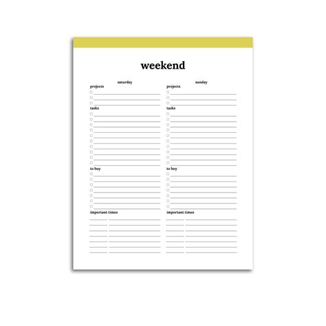 Weekend Planner Pages - Printed and Printable