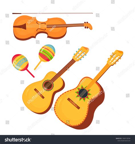 Set Traditional Mexican Musical Instruments Guitar Stock Vector ...