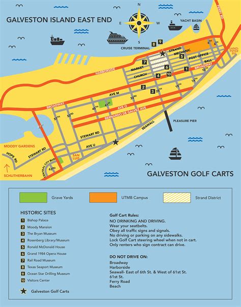 Map for Galveston Golf Carts