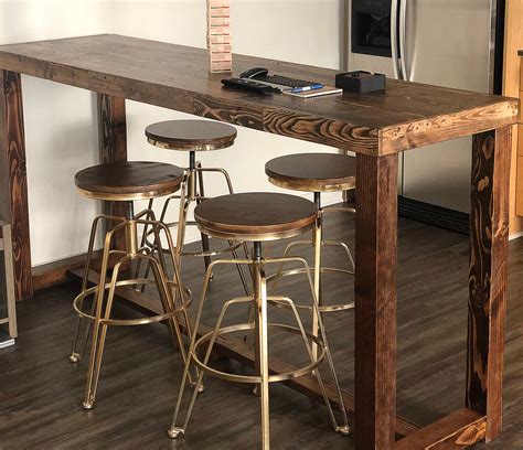 Reclaimed Wood Bar Table in Provincial Restaurant Counter Community Communal Rustic Gathering ...